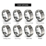 font options for inside engraving on gray quilt block rings