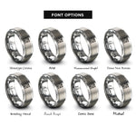 font options for inside engraving on silver quilt block rings