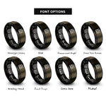 font options for inside engraving on gunmetal & black quilt block rings