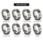 font options for inside engraving on grey quilting ruler rings