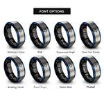 font options for inside engraving on black & blue & gray quincunx rings
