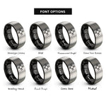 font options for inside engraving on black & silver quincunx rings