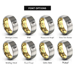 font options for inside engraving on gold & gray quinoa sprig rings