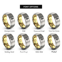 font options for inside engraving on gold & gray quinoa sprig rings