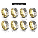 font options for inside engraving on gold & silver quinoa sprig rings