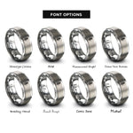font options for inside engraving on gray quinoa sprig rings