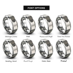 font options for inside engraving on gray quinoa sprig rings