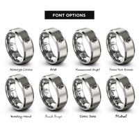 font options for inside engraving on gray quinoa sprig rings