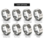 font options for inside engraving on silver quinoa sprig rings