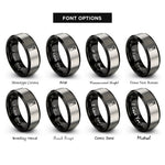 font options for inside engraving on black & silver quiver arrows rings
