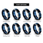 font options for inside engraving on blue & grey quiver arrows rings