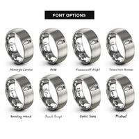 font options for inside engraving on gray quiver arrows rings