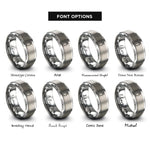 font options for inside engraving on silver quiver arrows rings