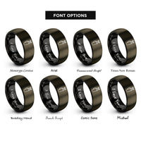 font options for inside engraving on gunmetal & black quiver arrows rings