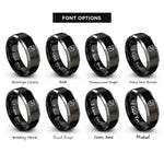 font options for inside engraving on black & gray rabbet joint rings