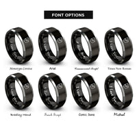 font options for inside engraving on black & gray rabbet joint rings