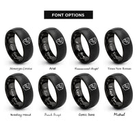 font options for inside engraving on black rabbet joint rings