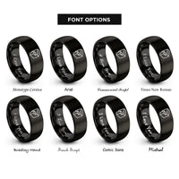 font options for inside engraving on black rabbet joint rings