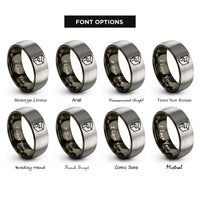 font options for inside engraving on gunmetal & grey rabbet joint rings
