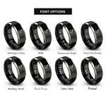 font options for inside engraving on black & silver rabbit rings