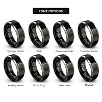 font options for inside engraving on black & grey rabbit rings