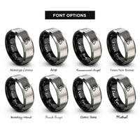 font options for inside engraving on black & gray rabbit rings