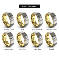 font options for inside engraving on gold & silver rabbit family rings