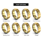 font options for inside engraving on gold & silver rabbit family rings