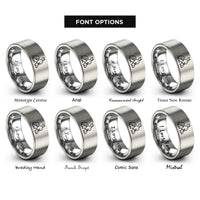 font options for inside engraving on silver rabbit family rings