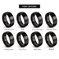 font options for inside engraving on black rabbit heart rings