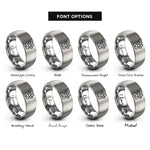 font options for inside engraving on silver rabbit paw heart rings