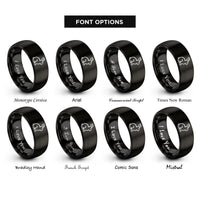 font options for inside engraving on black rabbit silhouette rings