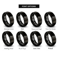 font options for inside engraving on black rabbit silhouette rings