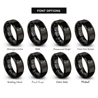 font options for inside engraving on black rabbit silhouette rings