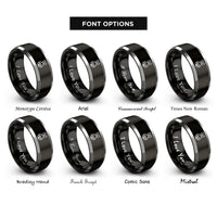 font options for inside engraving on black & grey rabbit track rings
