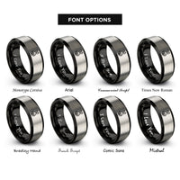 font options for inside engraving on black & grey rabbit track rings