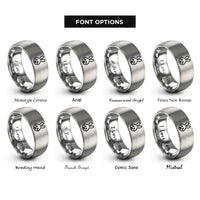 font options for inside engraving on silver rabbit track rings
