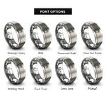 font options for inside engraving on silver raccoon track rings