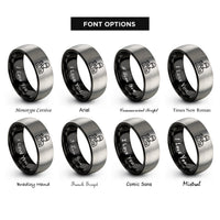 font options for inside engraving on black & gray race crew mechanic rings
