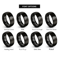font options for inside engraving on black race crew mechanic rings
