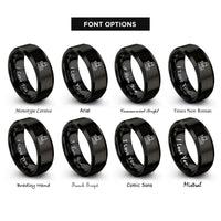 font options for inside engraving on black race crew mechanic rings