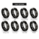 font options for inside engraving on black & silver race helmet rings