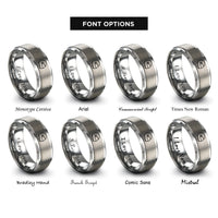font options for inside engraving on silver race helmet rings
