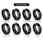 font options for inside engraving on black & silver racing boots rings