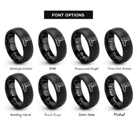 font options for inside engraving on black racing boots rings