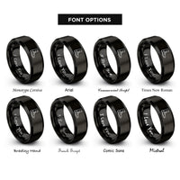 font options for inside engraving on black racing boots rings