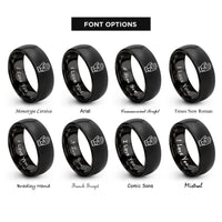 font options for inside engraving on black racing gloves rings