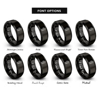 font options for inside engraving on black racing gloves rings