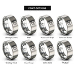 font options for inside engraving on silver racing helmet rings