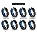 font options for inside engraving on black & blue & grey racing keelboat rings